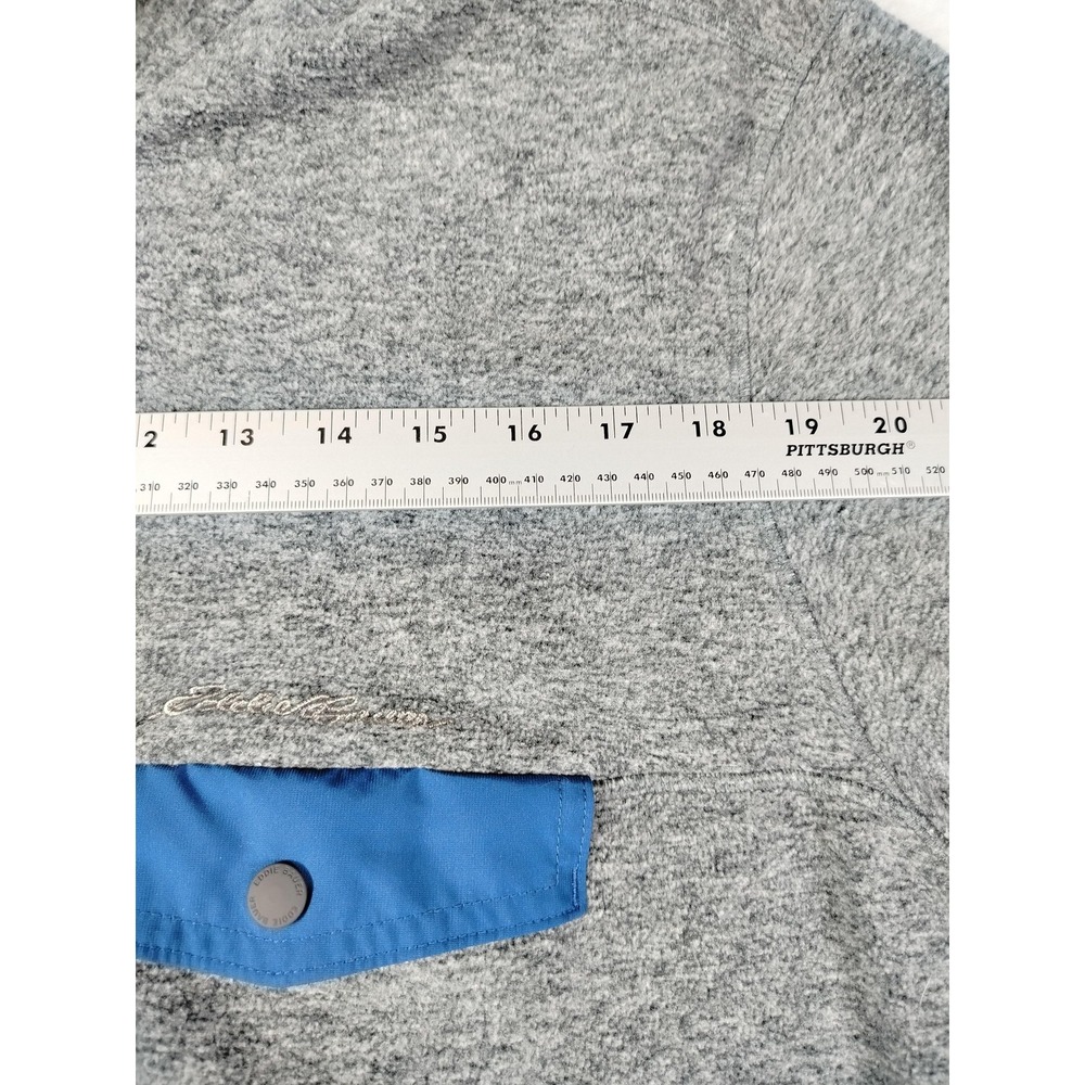 Eddie Bauer Pullover Mens XL Gray Snap Fleece Mock Neck Pocket Casual Gorpcore - Picture 8 of 10